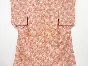 アンティーク　楓に松・花模様上代紬着物